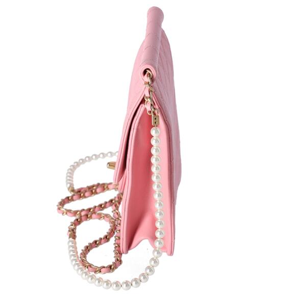 CHANEL Chic Pearls Flap Crossbody Pink Lambskin Quilted - Picture 2 of 8